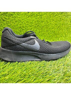 Nike Tanjun Womens Size 7.5 Triple Black Athletic Running Walking Shoes Sneakers